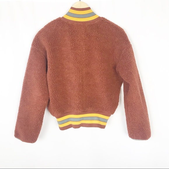 MADEWELL Sherpa Varsity Fleece Bomber Jacket XS - Picture 4 of 10